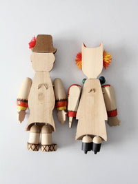 mid-century Scandinavian folk art wall hangings pair