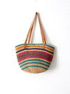 vintage striped woven basket bag