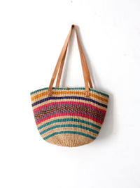 vintage striped woven basket bag