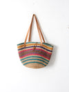 vintage striped woven basket bag