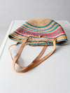 vintage striped woven basket bag