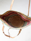 vintage striped woven basket bag