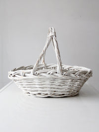 vintage white wicker gathering basket