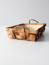 vintage raffia floral basket tray