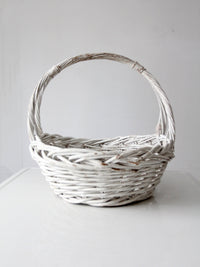 vintage white wicker gathering basket