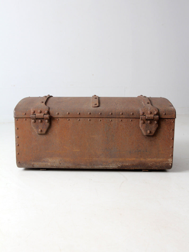 antique riveted iron trunk