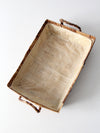vintage raffia floral basket tray