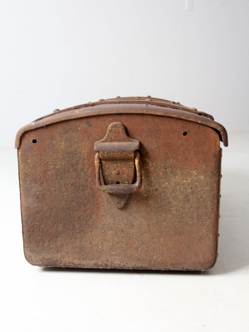 antique riveted iron trunk