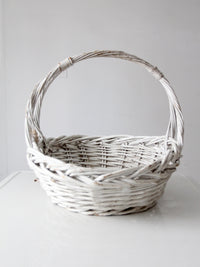 vintage white wicker gathering basket