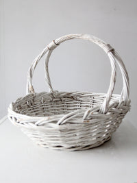 vintage white wicker gathering basket