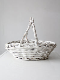 vintage white wicker gathering basket