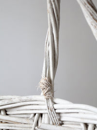 vintage white wicker gathering basket