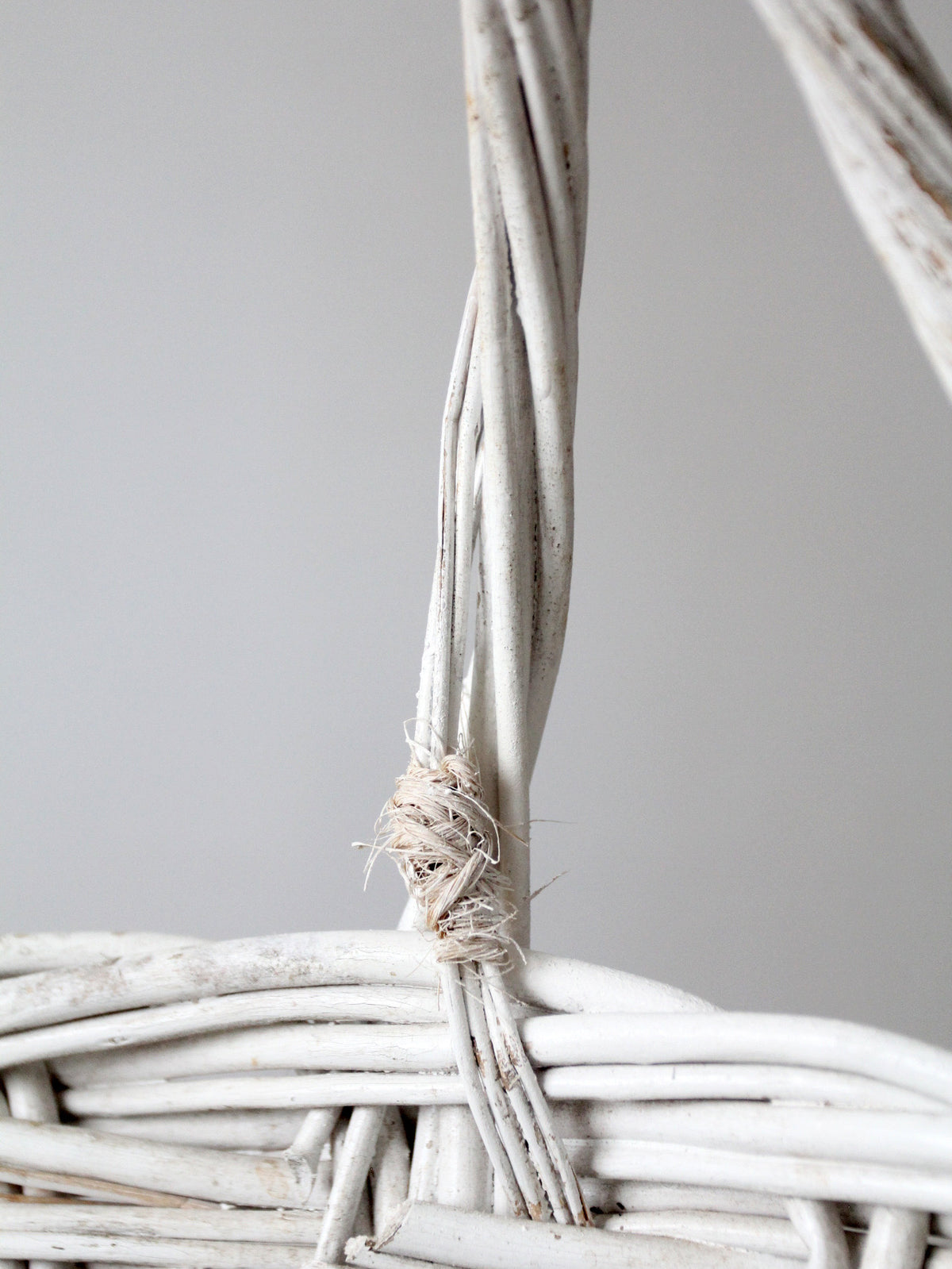 vintage white wicker gathering basket