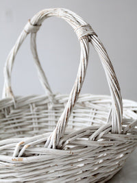 vintage white wicker gathering basket