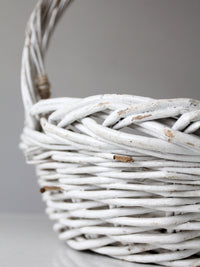 vintage white wicker gathering basket