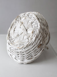 vintage white wicker gathering basket