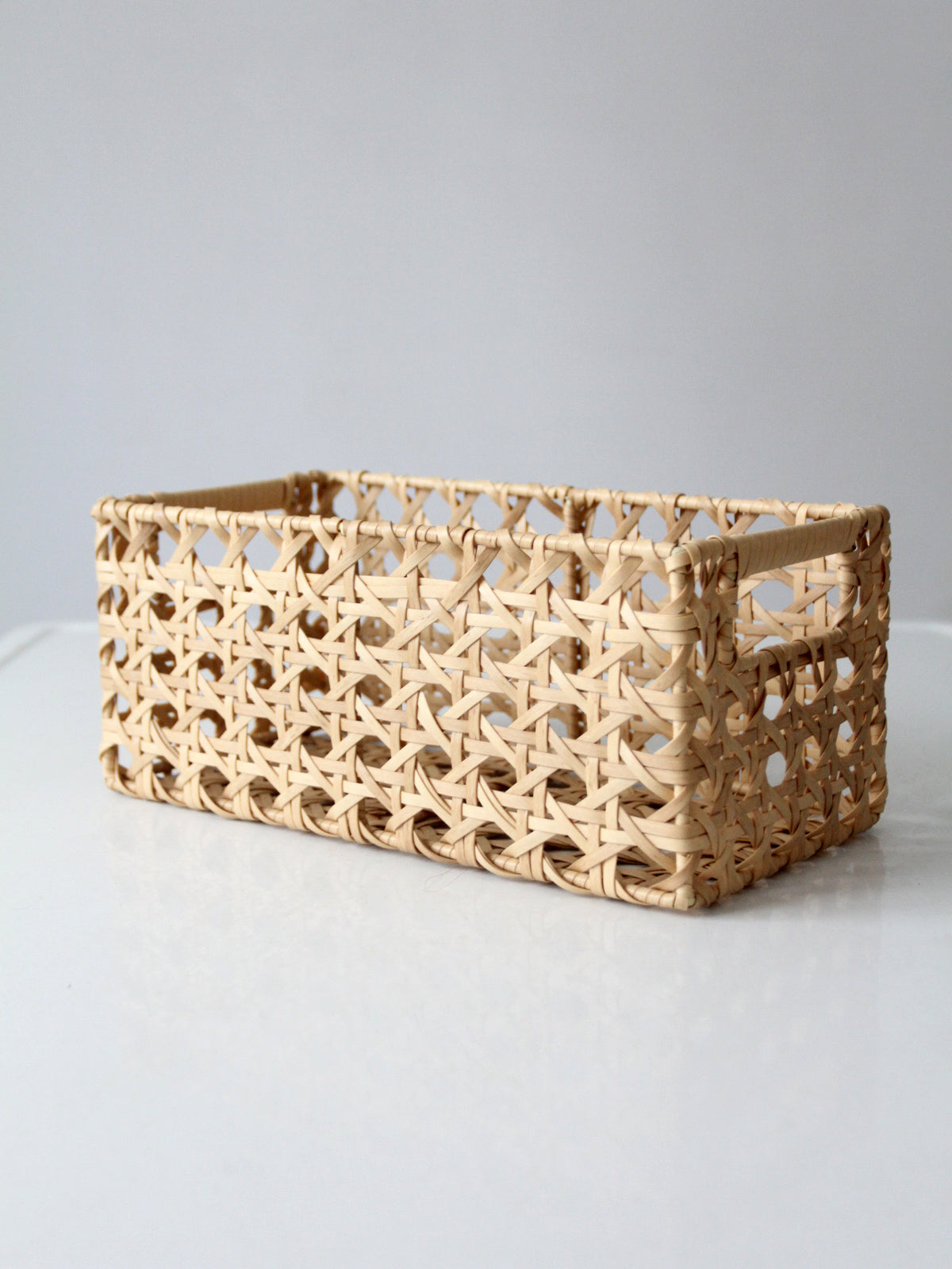vintage rectangular woven storage basket