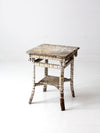 antique rustic white end table