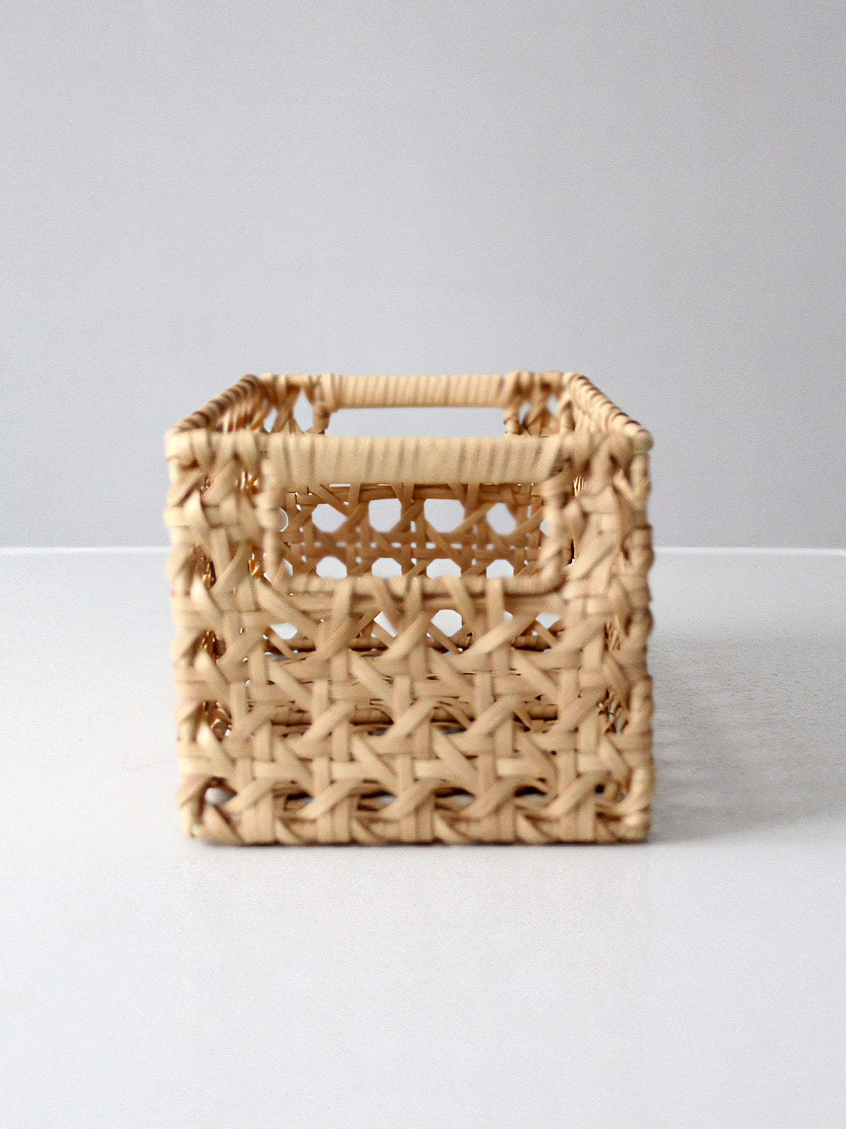 vintage rectangular woven storage basket