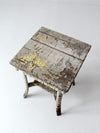 antique rustic white end table