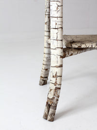 antique rustic white end table