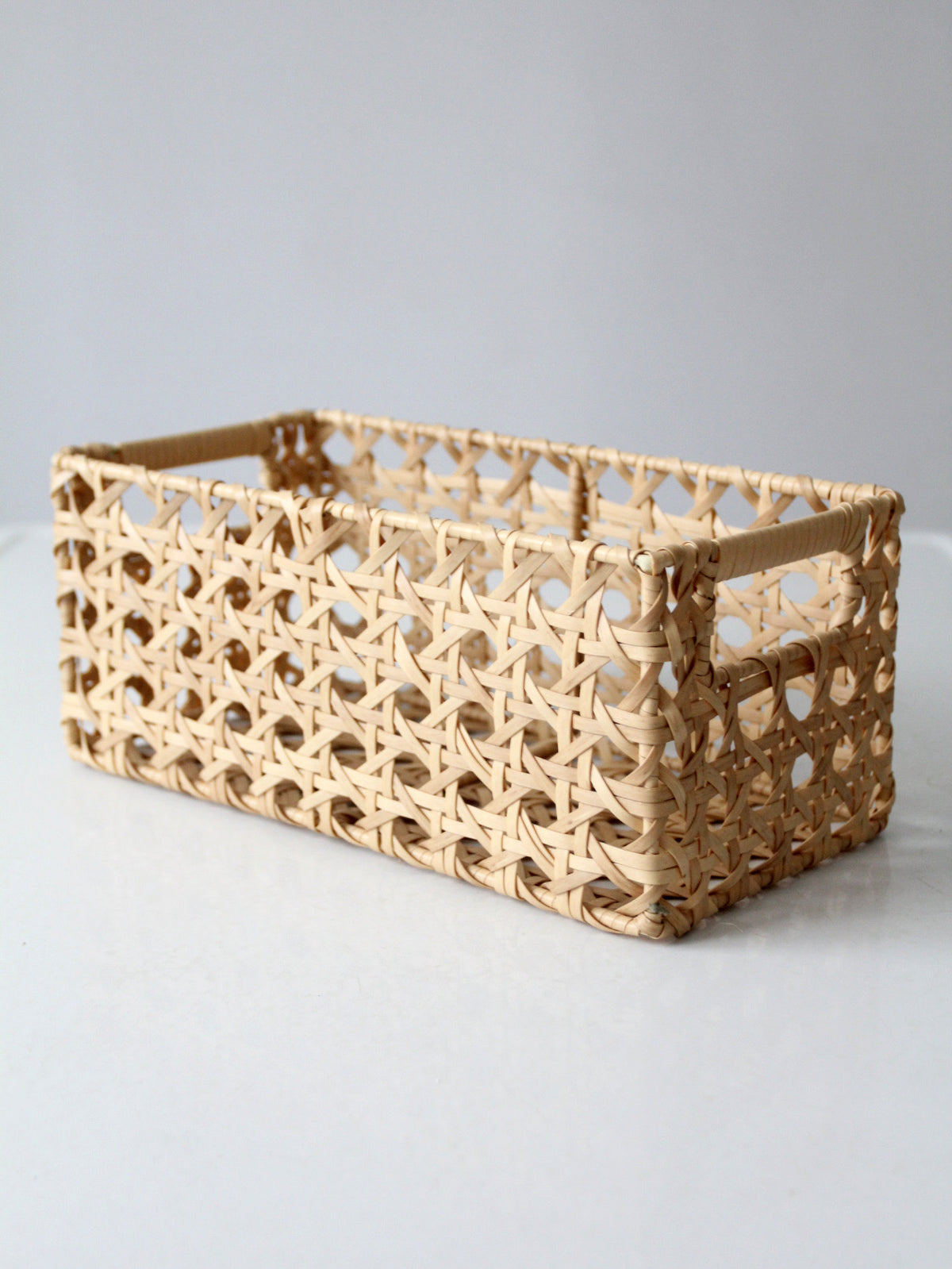 vintage rectangular woven storage basket