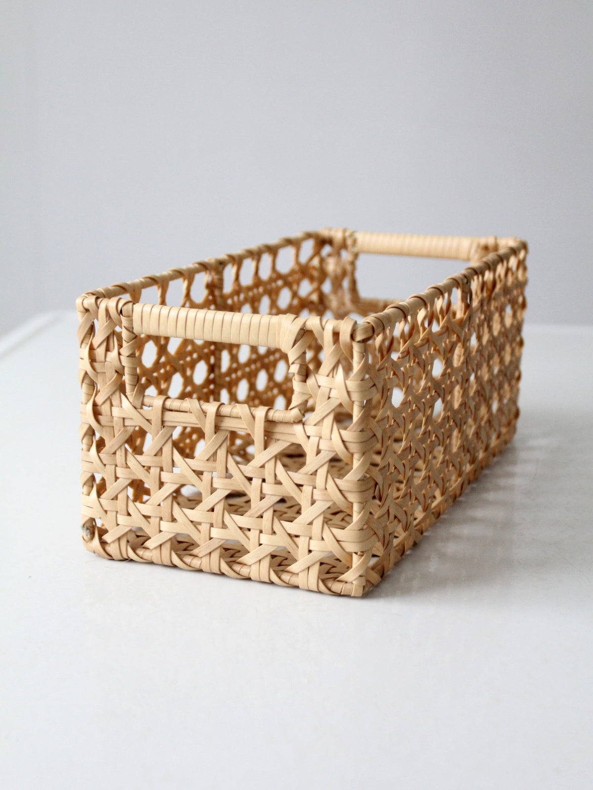 vintage rectangular woven storage basket