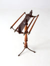antique turned wood and iron towel stand