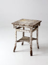 antique rustic white end table