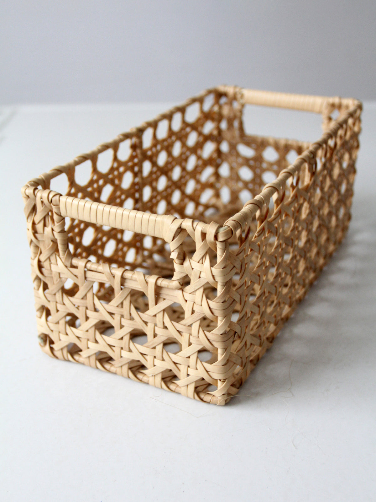 vintage rectangular woven storage basket