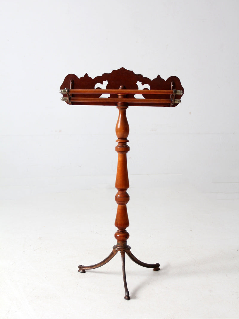 antique turned wood and iron towel stand