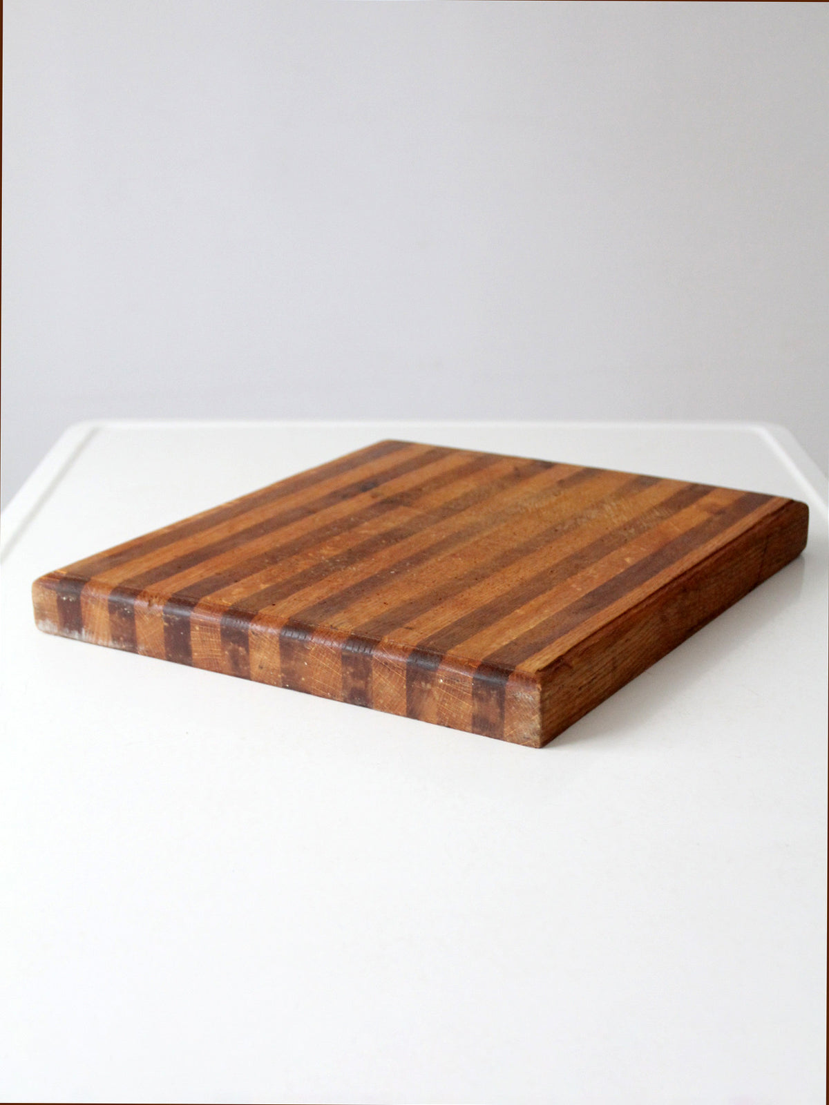 vintage striped wood butcher block cutting board