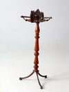 antique turned wood and iron towel stand