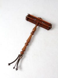 antique turned wood and iron towel stand