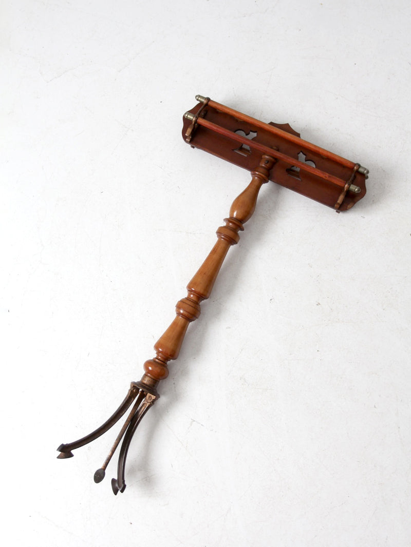 antique turned wood and iron towel stand