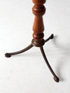 antique turned wood and iron towel stand