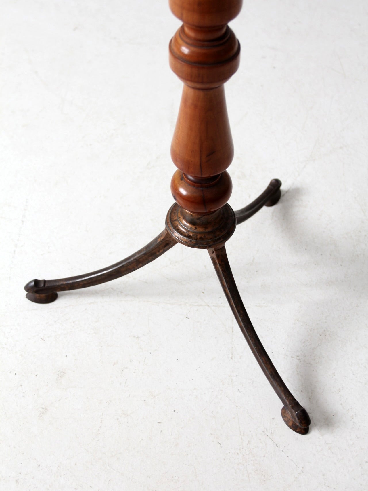 antique turned wood and iron towel stand