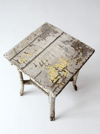 antique rustic white end table