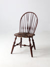 antique brace back Windsor chair with rush seat