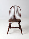 antique brace back Windsor chair with rush seat