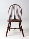 antique brace back Windsor chair with rush seat