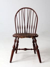 antique brace back Windsor chair with rush seat