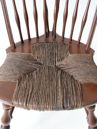 antique brace back Windsor chair with rush seat