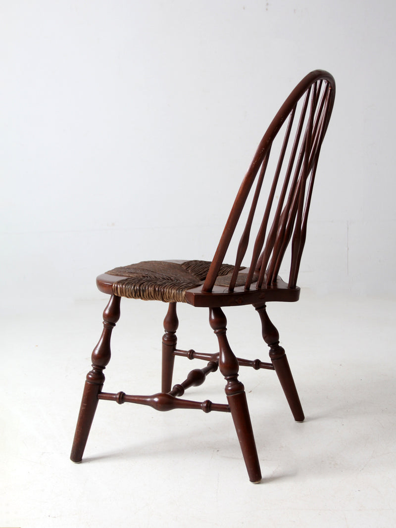 antique brace back Windsor chair with rush seat