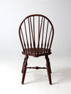 antique brace back Windsor chair with rush seat