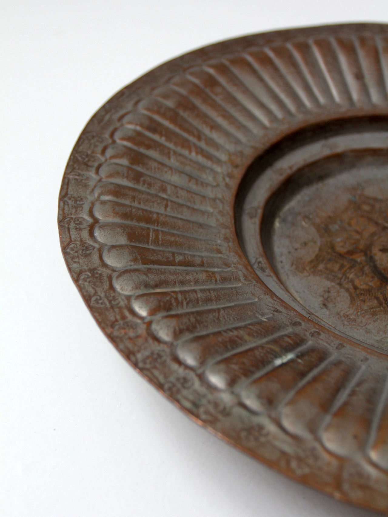 mid-century tinned copper elephant wall plate