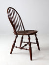 antique brace back Windsor chair with rush seat