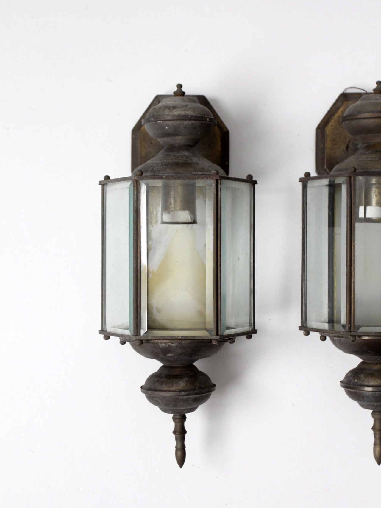 vintage outdoor wall lantern sconces, pair