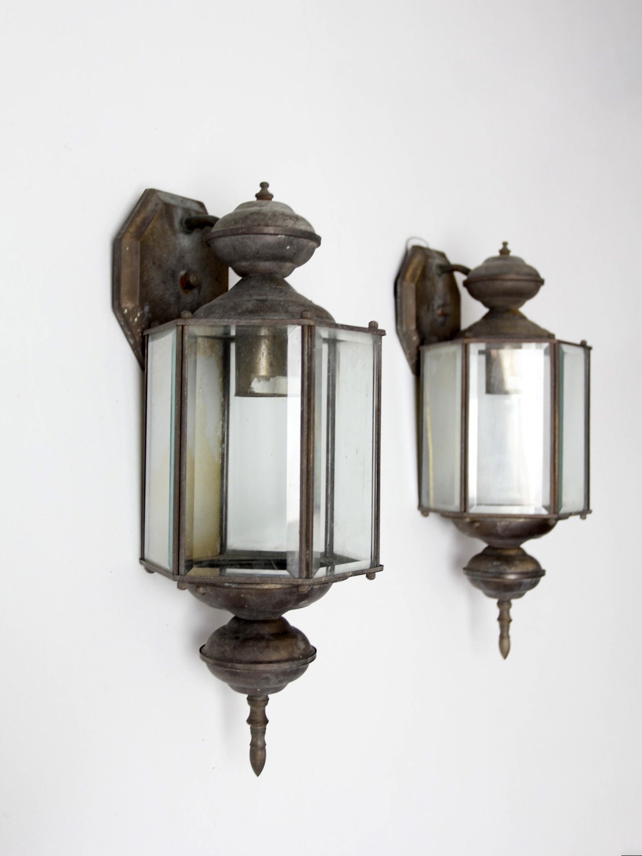 vintage outdoor wall lantern sconces, pair