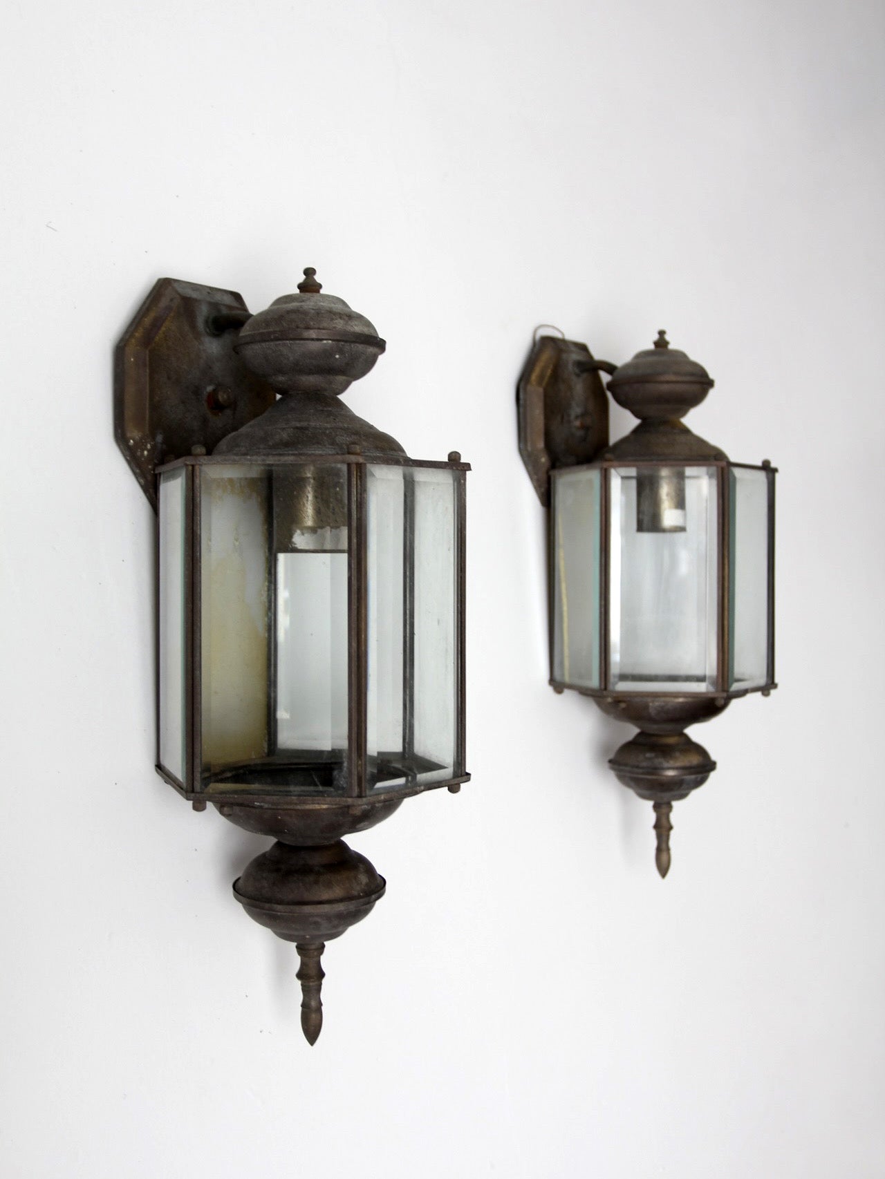vintage outdoor wall lantern sconces, pair